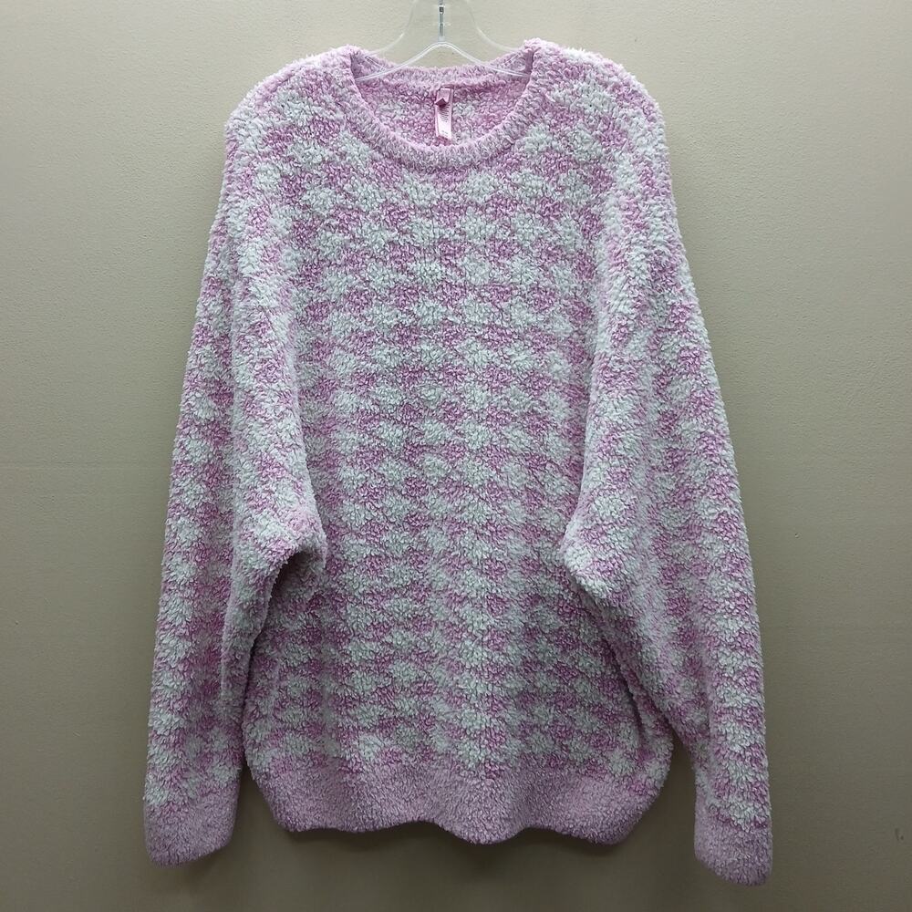 SKIMS Pink and White Teddy Bear Sweater